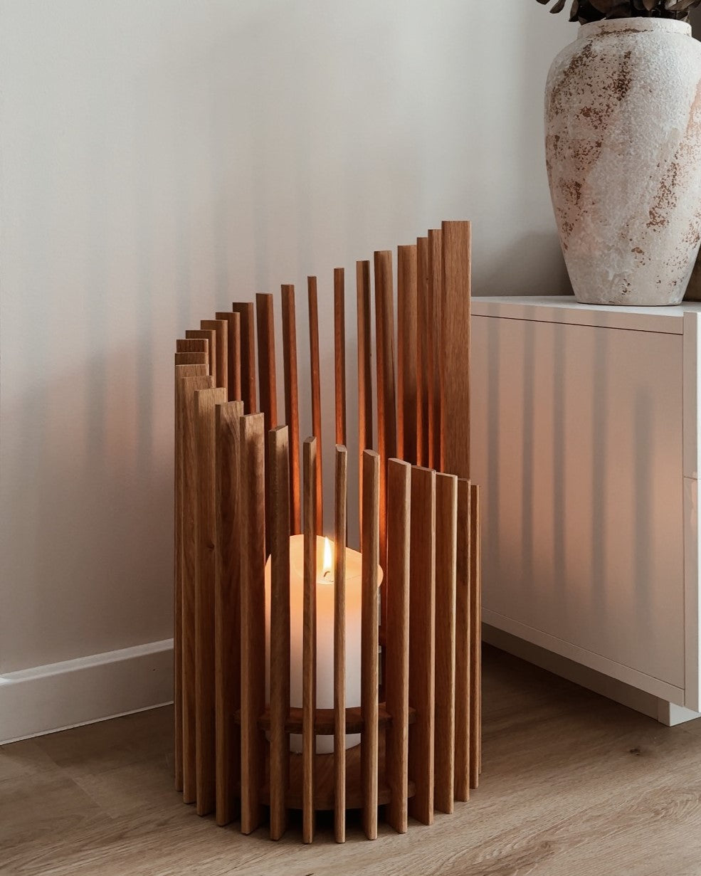 Windlicht Teja in Eiche in Wohnzimmer